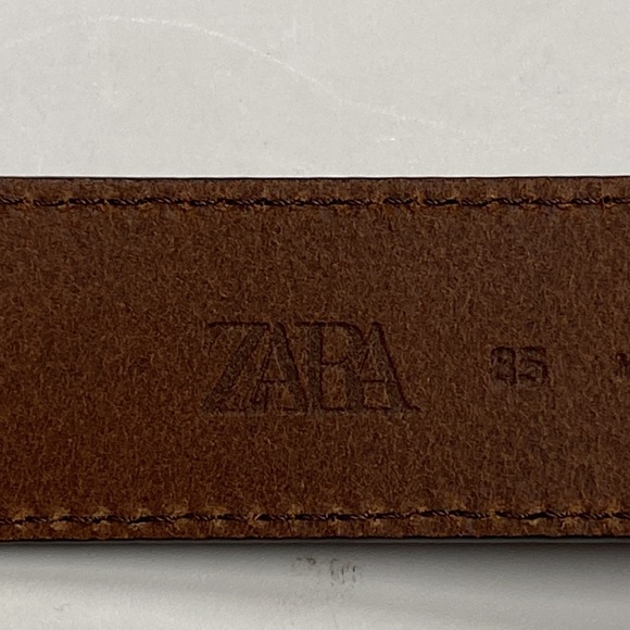 NWT. Zara Man Brown Topstitched Leather Belt. Size 34. - Picture 13 of 14